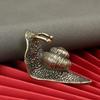 Copper Snail Sculpture: Solid Brass Ornament, Tea Ceremony Art, Antique Micro-Carved Copperware