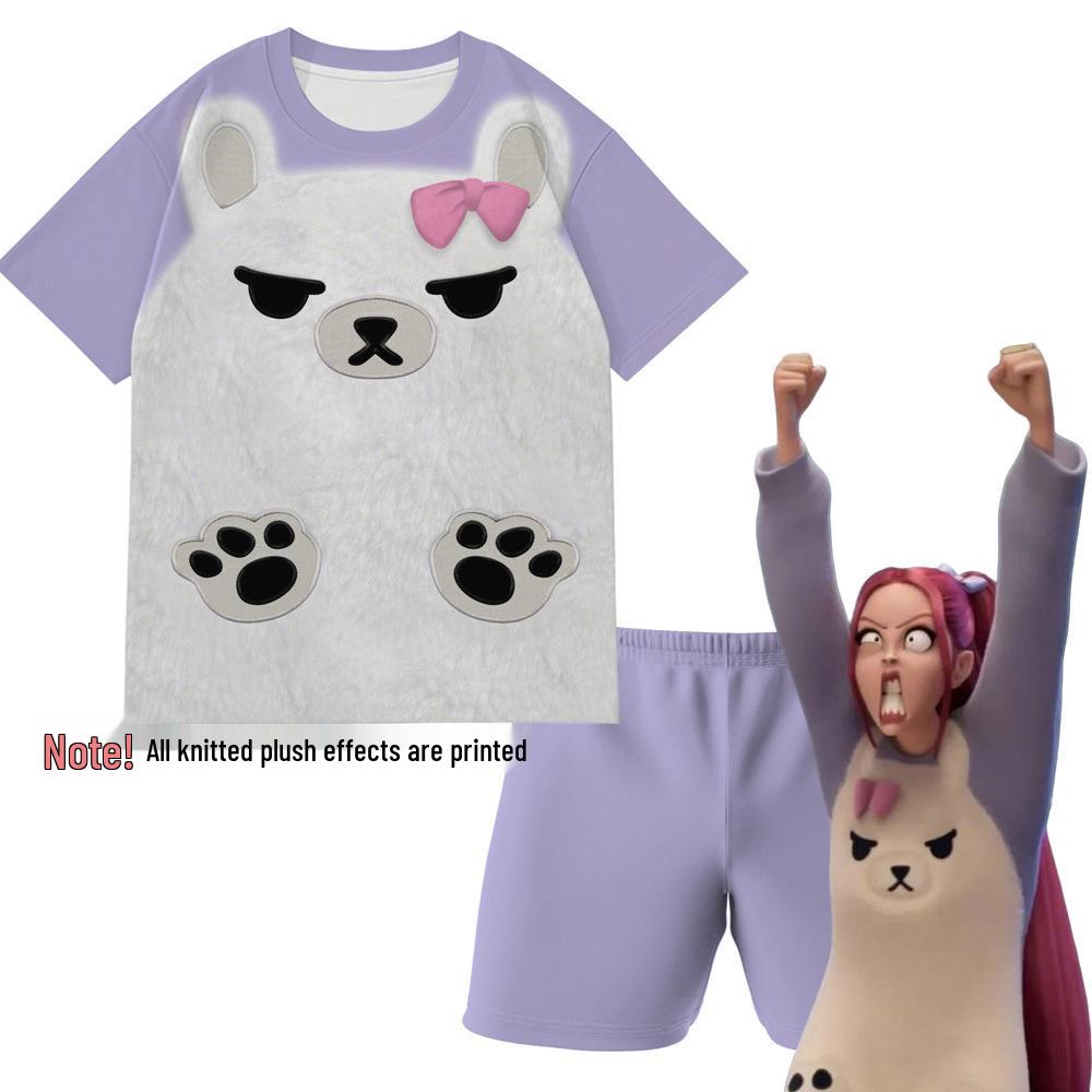MIRA Kpop Demon Hunter Пижамный набор - Косплей фиолетового медведя для детей, с коротким рукавом и шортами