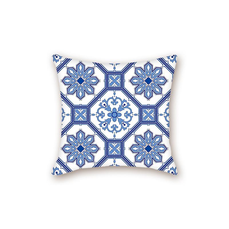 2025 Modern Blue & White Porcelain Series Backrest Pillow Cover for Sofa & Bed