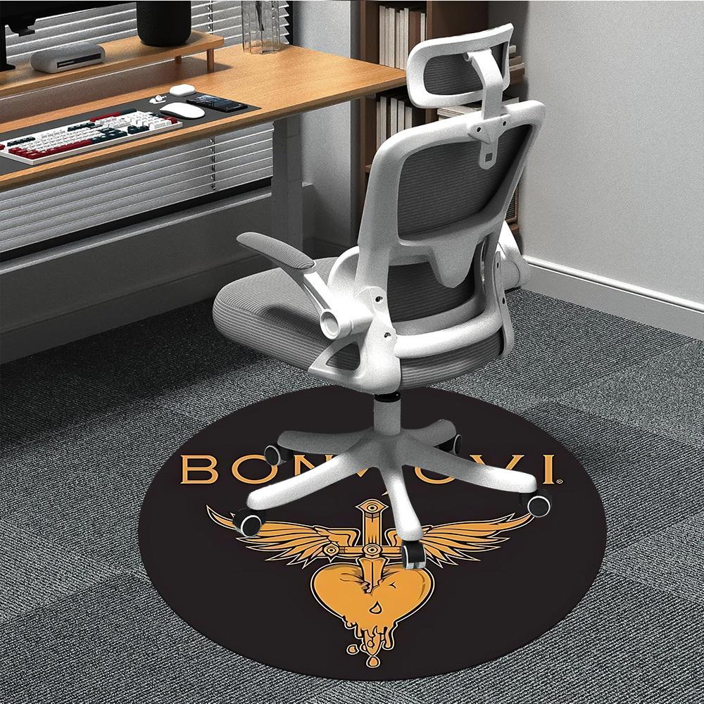 1PC Bon Jovi Office Round Rug - Perfect for Office or Study Decor, Non-Slip Backing, Decorative Floor Mat yy250916076