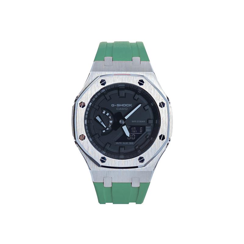 Casio Мужские часы с двойным дисплеем (жидкокристаллический/аналоговый) Серия Черные часы GA-2100-7A-