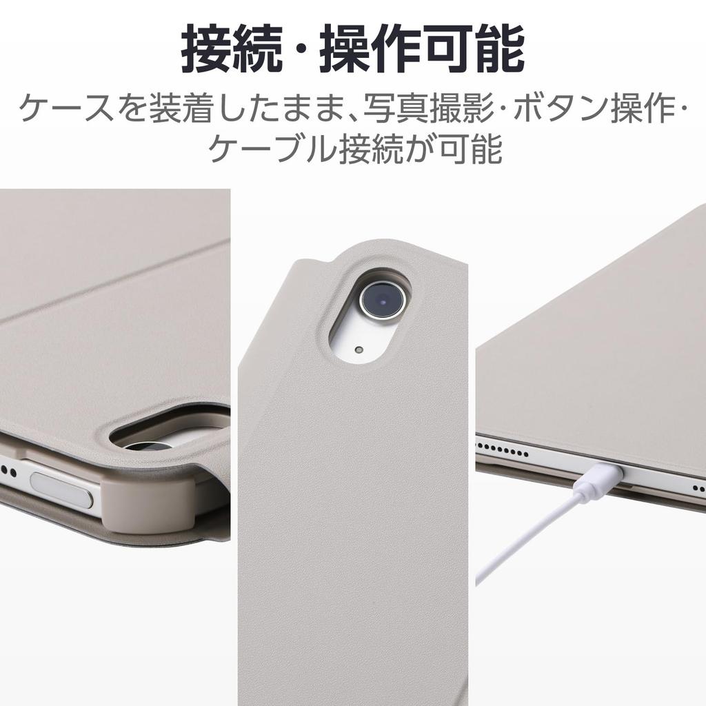 Elecom IPad 10.9 10-го поколения (Модель 2022 года) Чехол с многоуровневой регулировкой высоты, функцией автоматического перехода в режим сна/автоматического пробуждения, мягкая кожа Courrèges TB-A24RWVH2GB