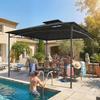 3 X 3 M Gazebo Garden Gazebo With 2 Tier Roof Metal Frame Dark Grey