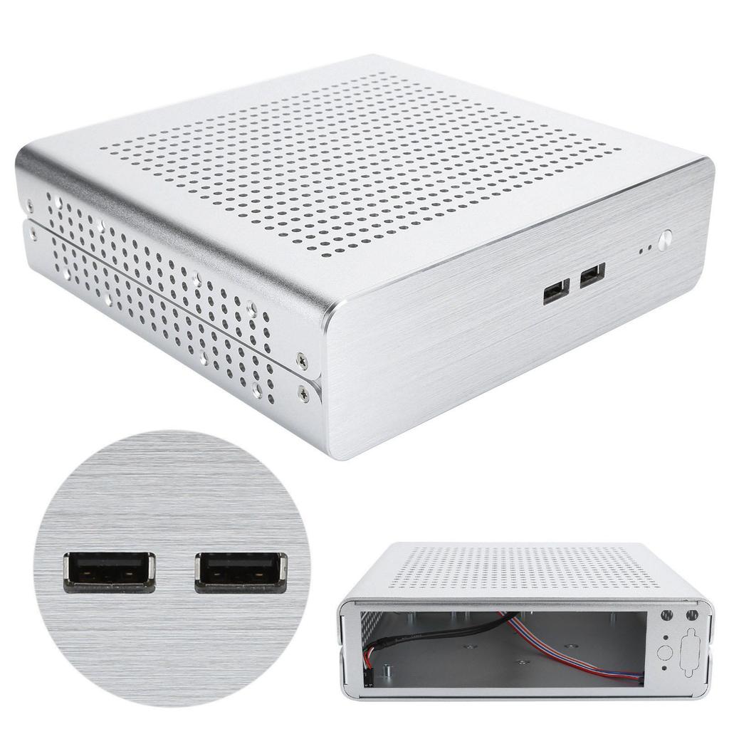 G60S Корпус HTPC Полностью алюминиевый Блок питания ATX Корпус ITX для настольного компьютера(Серебряный USB2.0)
