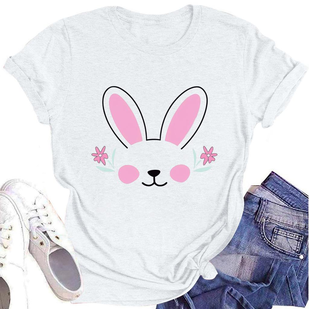 Women's Printed Round Neck Short-sleeved T-shirt Top