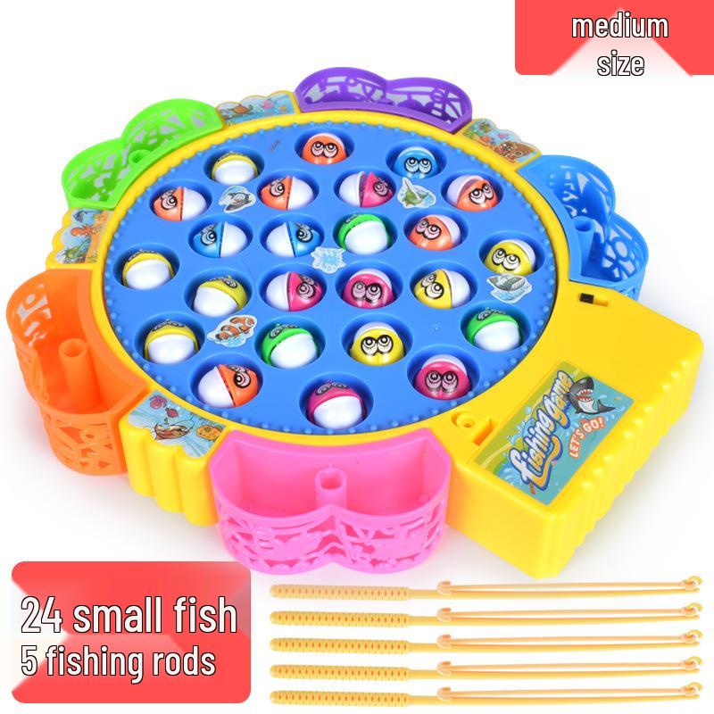 Electric Rotating Music Fishing Toy Set for Kids - Boys & Girls