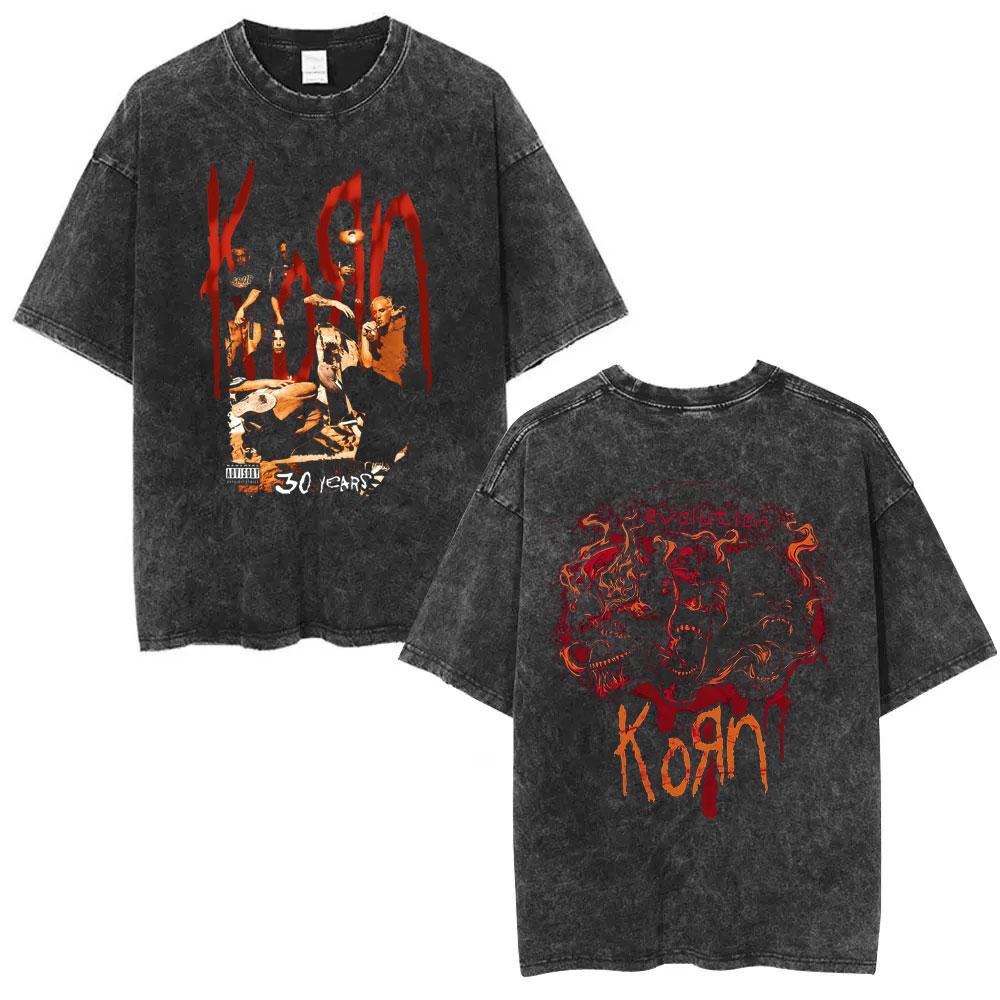 Korn Follow The Leader Got The Life Washed T Shirts Men Women Classic Metal Gothic Rock Band Tshirts Vintage Oversized Tshirt