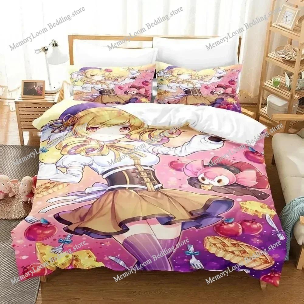 Puella Magi Madoka Magica Милый Комплект Постельного Белья Мультяшный Аниме Взрослый Детский Спальня Мягкое Пододеяльник 3D Печать Яркий Кавайный Аниме Комплект