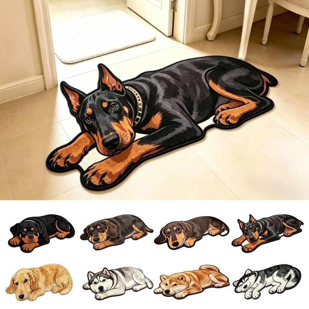 Non-Slip Dog-Shaped Rug Soft Bedroom Bedside Mat Fun Cartoon Animal Carpet Home Decoration