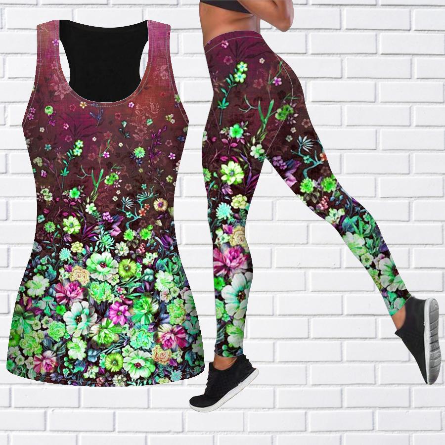 Экипировка для йоги с морем великолепных цветов и принтом для женщин, модные леггинсы для тренировок, спортивные повседневные штаны для фитнеса и йоги