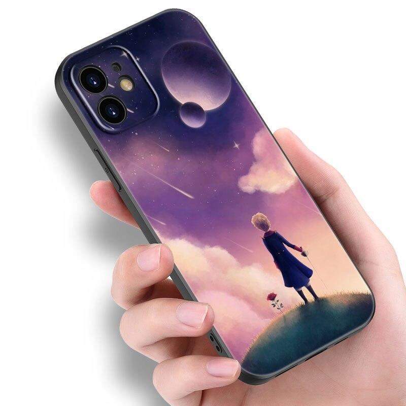 Чехол для телефона Little Prince fox для Apple iPhone 14 13 12 Mini 11 Pro Max 7 8 XR X XS 7 8 Plus SE 2020 2022 черный чехол