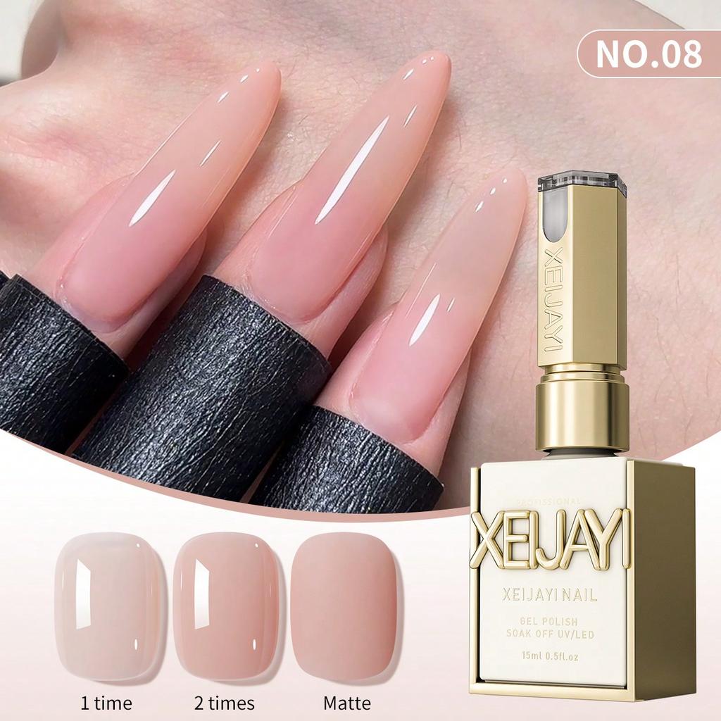 Nail Polish Gel Jelly Ice Transparent Nude, UV LED Nail Gel Polish, Glossy Finish, For Nail Salon And DIY