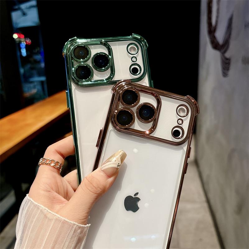 Роскошные Прозрачные Ударопрочные Чехлы с Покрытием для Apple iPhone 17 Air 16 15 14 Plus 13 12 11 Pro Max X XR XS Max Мягкая Крышка