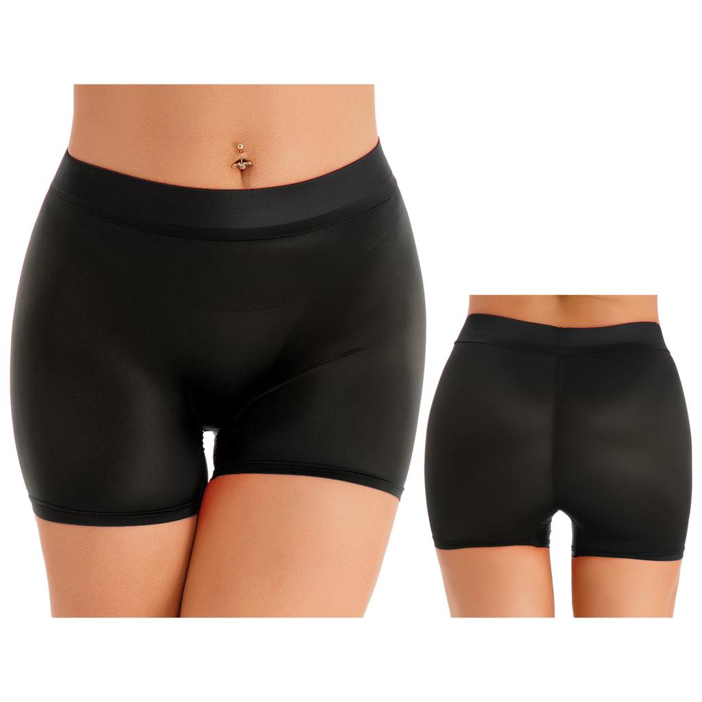 Женские полупрозрачные шорты, глянцевые эластичные шорты с низкой посадкой, нижнее белье, ночное белье