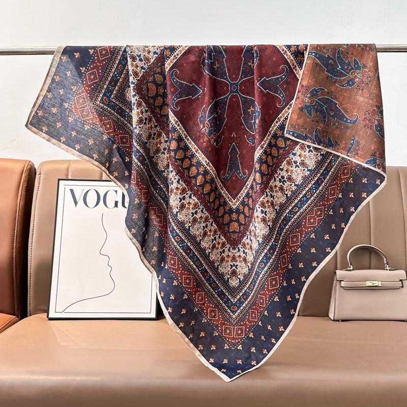 Wasteland wind gradual change color velvet 91 square scarf women's two-color different-faced scarf foreign style fashion silk scarf scarf scarf shawl