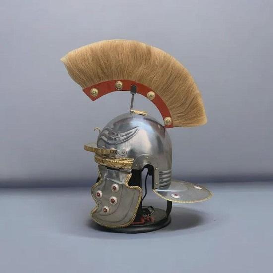 Roman Centurion Helmet Engraved Steel Gallic Roman Design Historical Armor Gift for Him Unique Collectible