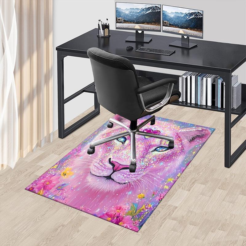1pc Glowing Lioness Office Chair Mat - Sparkling Heart Design, Anime Cartoon Style, Non-Slip Rug for Home and Office Decor, Suitable for All Seasons.H