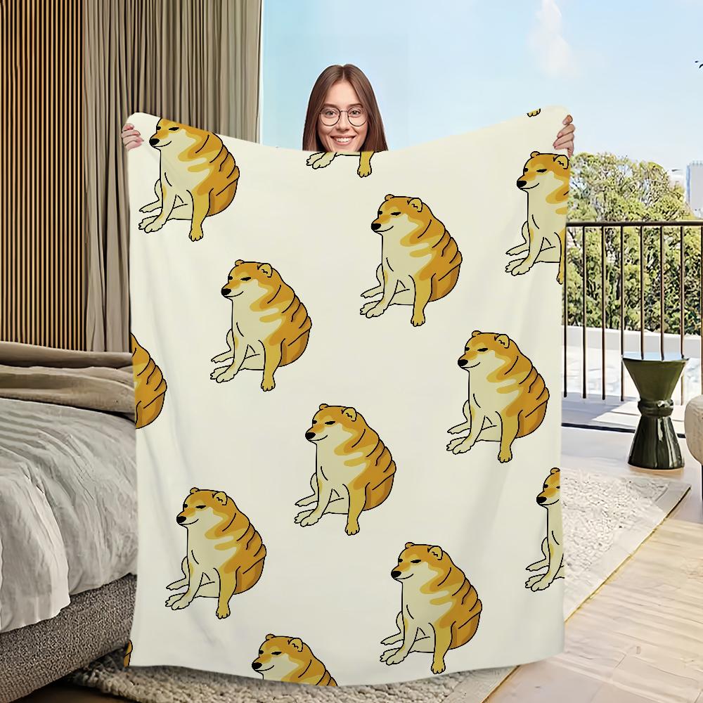 Смешной Милый Мем C-Cheems Собака Дом Фланелевое Теплое Уютное Мягкое Плюшевое Одеяло Для Дивана Гостиной Офиса Спальни Путешествий Подарок