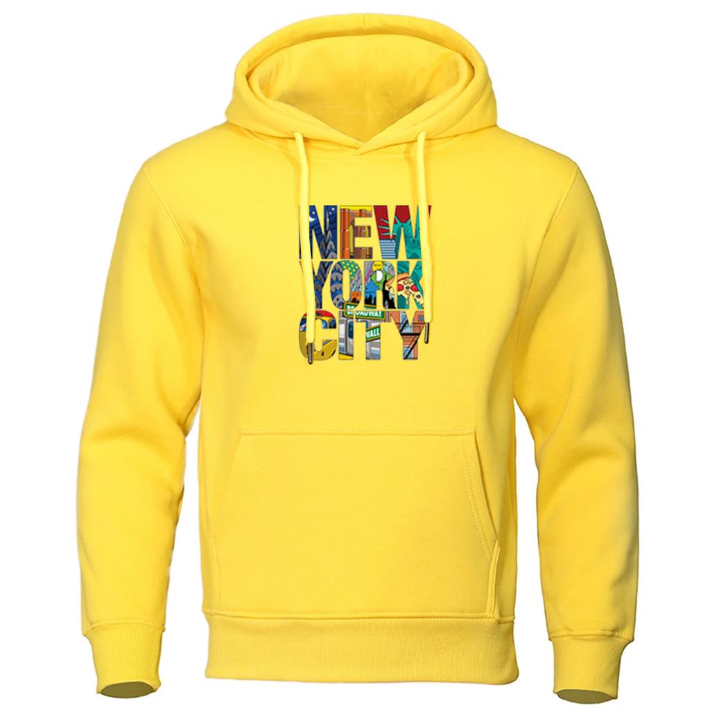 2025 Spring And Autumn Men's Sweatshirt Popular Pullover Coat NEW YORK CITY Graphics Logo Print Leisure Drawstring Hoodies