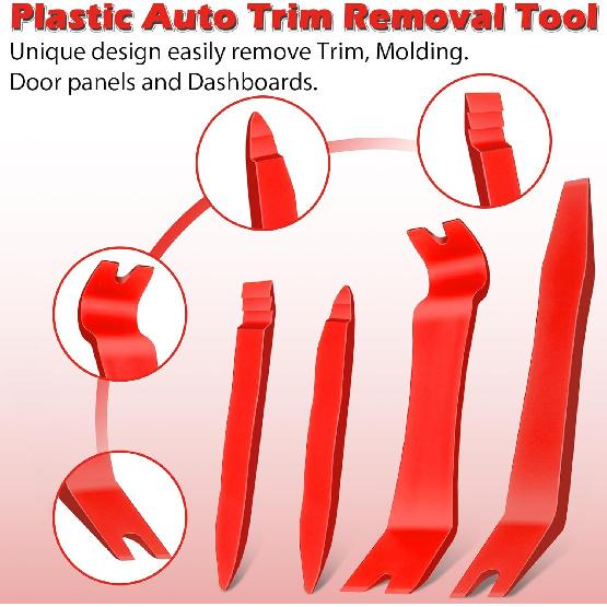 7 Pcs Car Trim Removal Tool Kit with Non-Scratch Plastic Pry Tool and Fastener Clip Pliers for auto Safe Interior Car Panel Detachment, Dashboard,