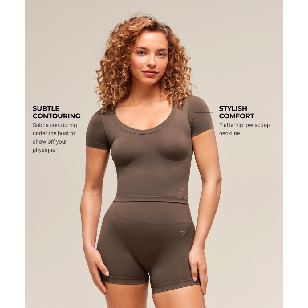Gymshark Футболка миди Soft SculpT орехово-коричневый B3b1e Nccz