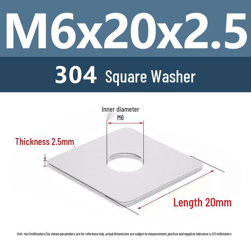 Yigu 304 Stainless Steel Thickened Square Flat Washer M3/M4/M5