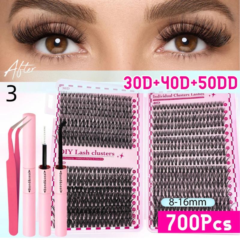Segmented Eyelash Lash Extension Kit With 2 in 1 Bond And Seal Glue Long Lasting Hold For DIY Grafting Use