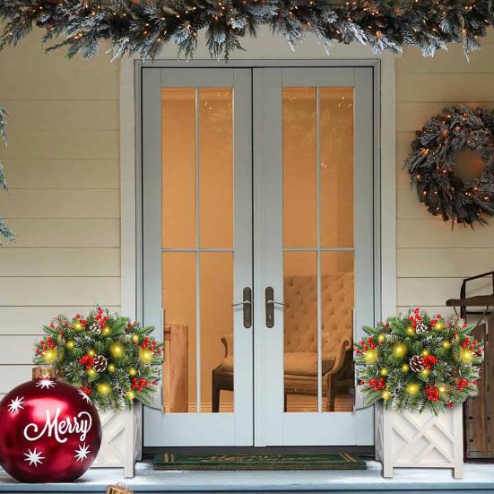 Предварительно украшенное рождественское дерево, наполнитель для урны, 20 дюймов, искусственная рождественская сосна