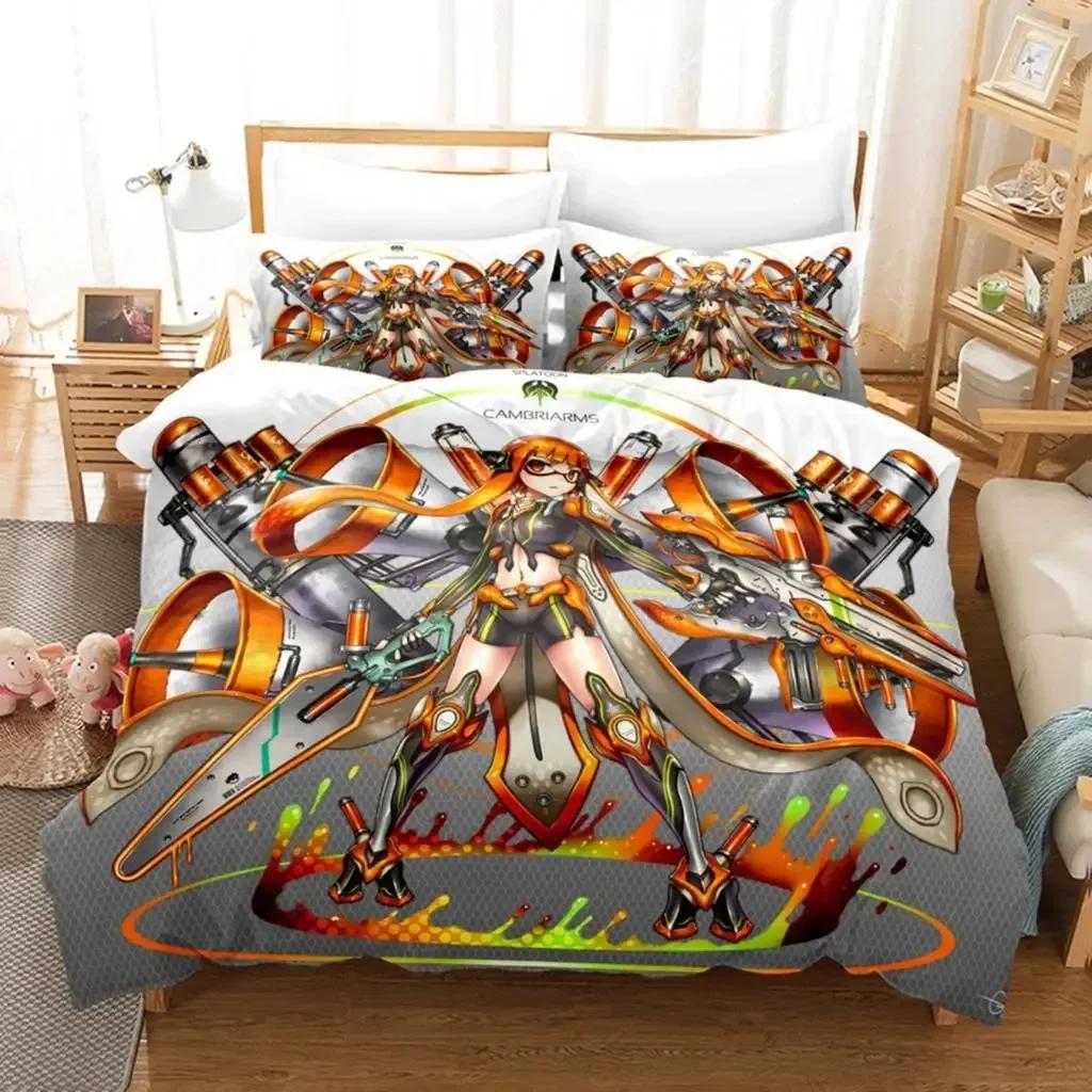 Комплект постельного белья Splatoon Single Twin Full Queen King Size Kawaii Boysgirls Комплект постельного белья Aldult Boys Bedroom Duvetcover Sets 3D Print 011