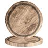10Pcs Round Wood Grain Paper Tray Food Grade Paper Dinner Plates Decorative Picnic Party Tableware Decoration