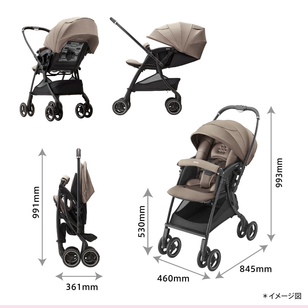 Прогулочная коляска Aprica Lacuna cushion AH от 1 до 36 месяцев Легкая автоматическая 2217030 Тип A двусторонняя 4-колесная (бежевый) [модель 2025 г.]