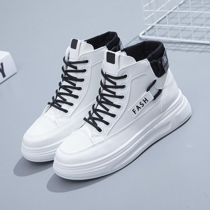 Высокие туфли Женская обувь Весенняя новая универсальная весенне-осенняя обувь длиной до середины икры Зимняя повседневная спортивная белая обувь Осень-зима