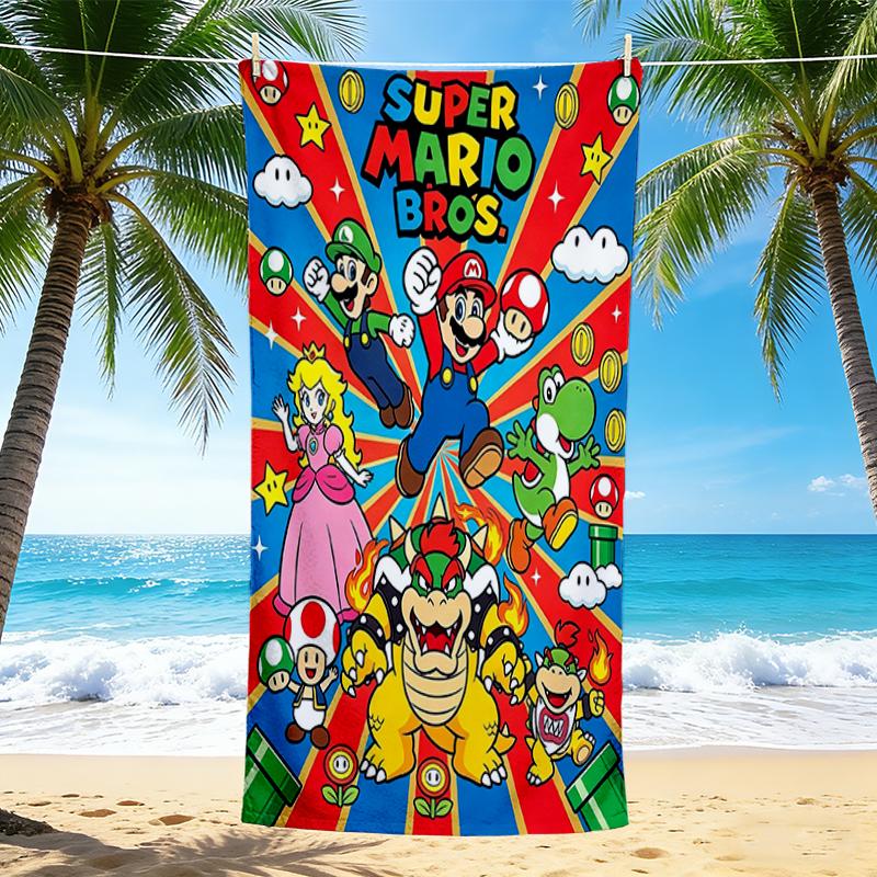 1Pc Super Mario Bros Adventure Beach Towel, Quick Dry, Multi-Use for Beach Pool Gym Yoga Home Travel, Christmas, Halloween, Xmas Gift M928278