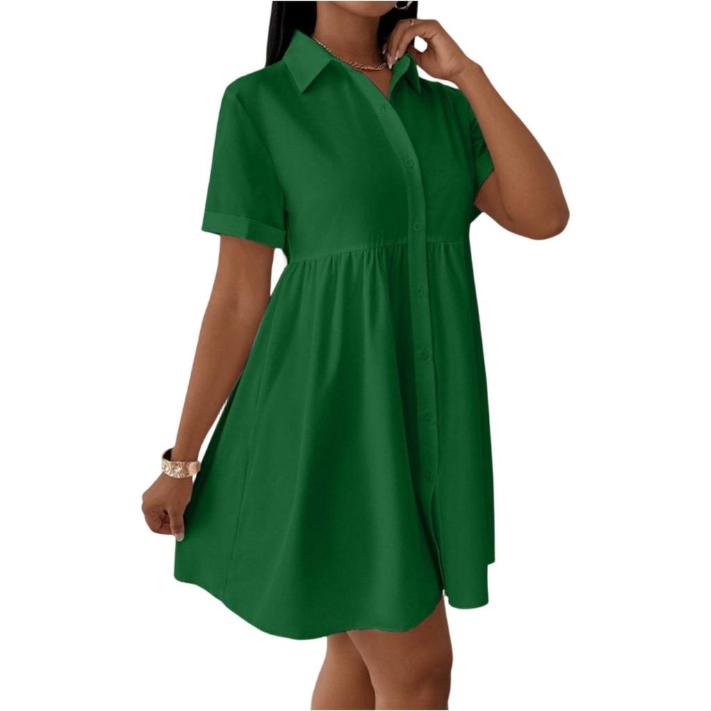 Женское повседневное и модное свободное платье с воротником-рубашкой на пуговицах