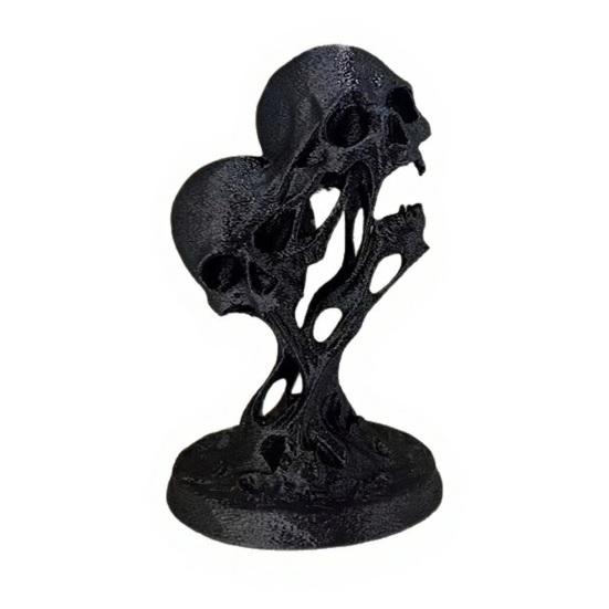 jijijing Integrated Molding Process Figure, 3D Printed Double Skull Art Ornament, Abstract Fluid Statue, Dark Style Decoration for Living Room