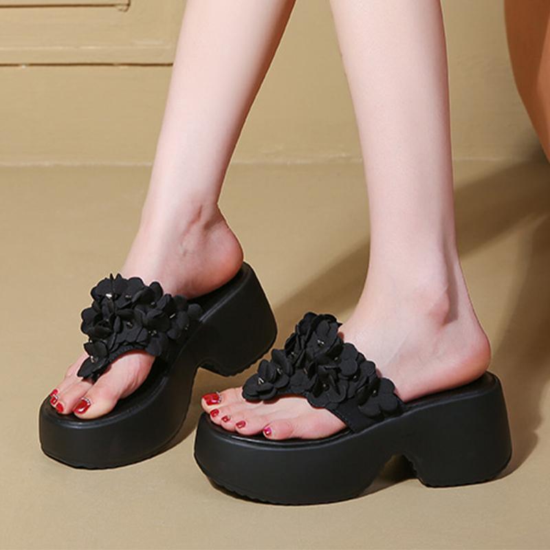 Fashion High Heels Women Slippers Clip Toe Flower Shoes Fashion Woman Heeled Sandals 2025 SummerDress Designer Pumps Mujer Zapatillas