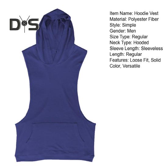 Мужской жилет с капюшоном, без рукавов, однотонный летний свитшот, свободный крой, дышащая ткань, спортивный жилет