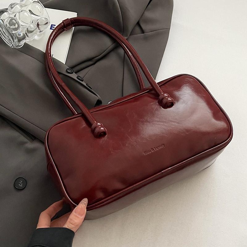 IELGY Korean Style Portable Bowling Bag One Shoulder All-Match Niche Retro Large-Capacity Tote Bag