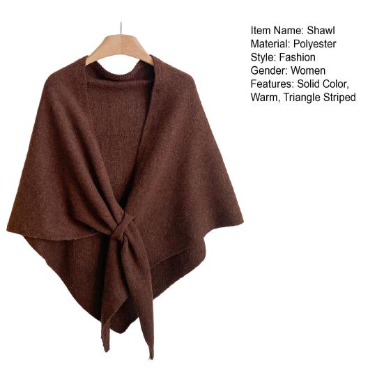 Women Shawl Wraps Solid Color Winter Neck Warm Knitted Cardigan Cape Imitation Wool Cashmere Shoulder Poncho Coat Shawl Scarf