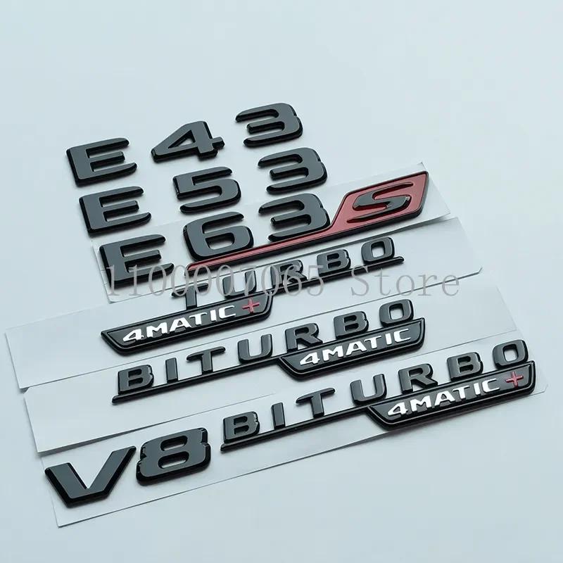 2017 Glossy Black Letters E43 E53 E63 E63S V8 Biturbo 4matic ABS Emblem for Mercedes Benz AMG Car Fender Trunk W212 W213 Sticker AF1