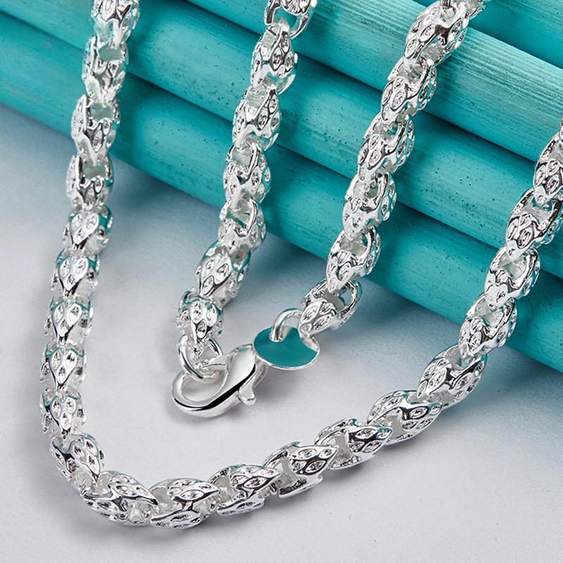 Ожерелье из стерлингового серебра 925 пробы с бисером 20/24 дюйма, цепочка для женщин и мужчин, свадебные украшения для помолвки и вечеринки