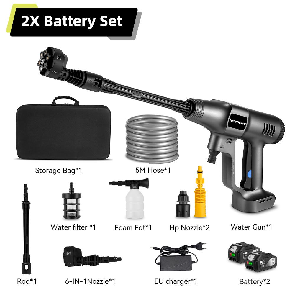 Newbeny 200Bar  6 IN 1 Brushless Electric High Pressure Washer Cordless Car Cleaning Spray Gun Tools For Makita 18V Battery
