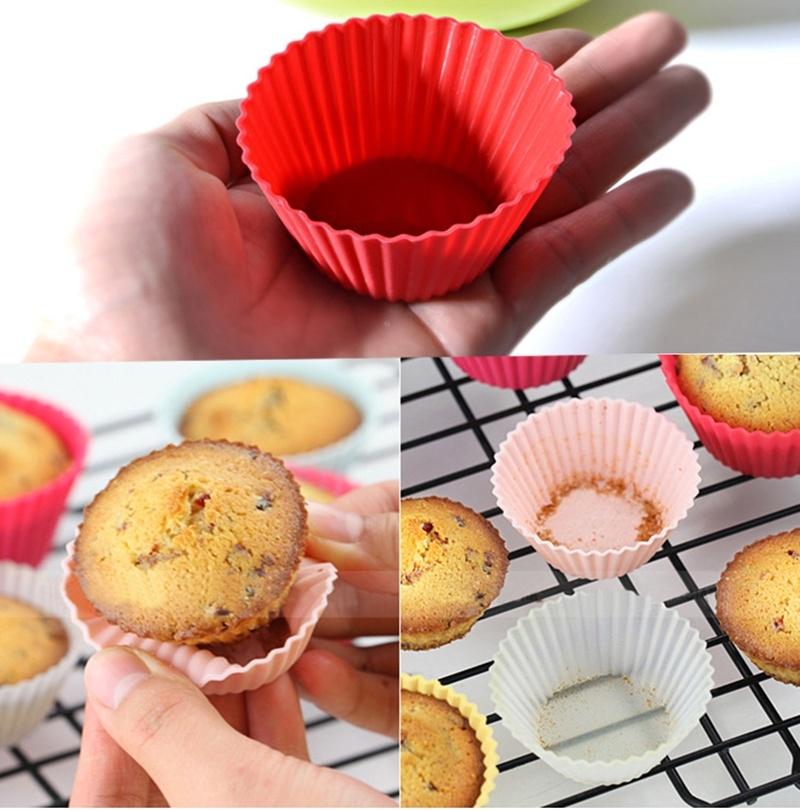 10 Pcs Mini Silicone Soft Cake, Chocolate Cake Muffin Liners Baking Cup Mold Random Color AVE
