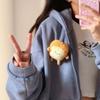 Personality Badge Stuffed Dual-use Expression Brooch Toast Bread Pendant Plush Key Chain Key Charms