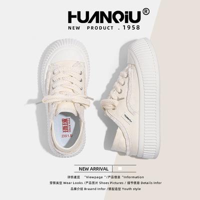 Глобальные парусиновые туфли женские ZHQ-XA381 новые весенние универсальные нишевые туфли детские повседневные маленькие белые туфли женские туфли