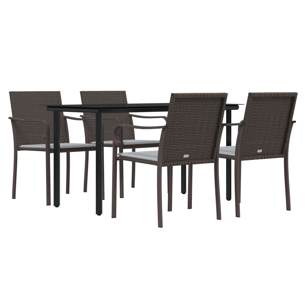 vidaXL 5-tlg. Garten-Essgruppe mit Kissen Poly Rattan und Stahl