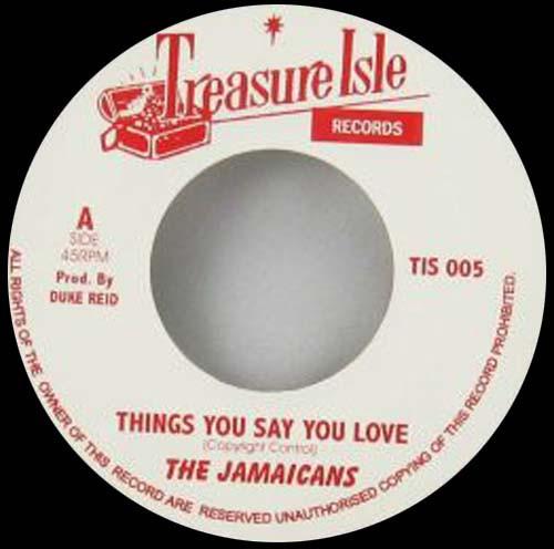 7-дюймовая пластинка JAMAICANS THREE TOPS Things You Say You Love Its Rain TIS005 Treasure Isle UK Reggae Ska Dub Б/у