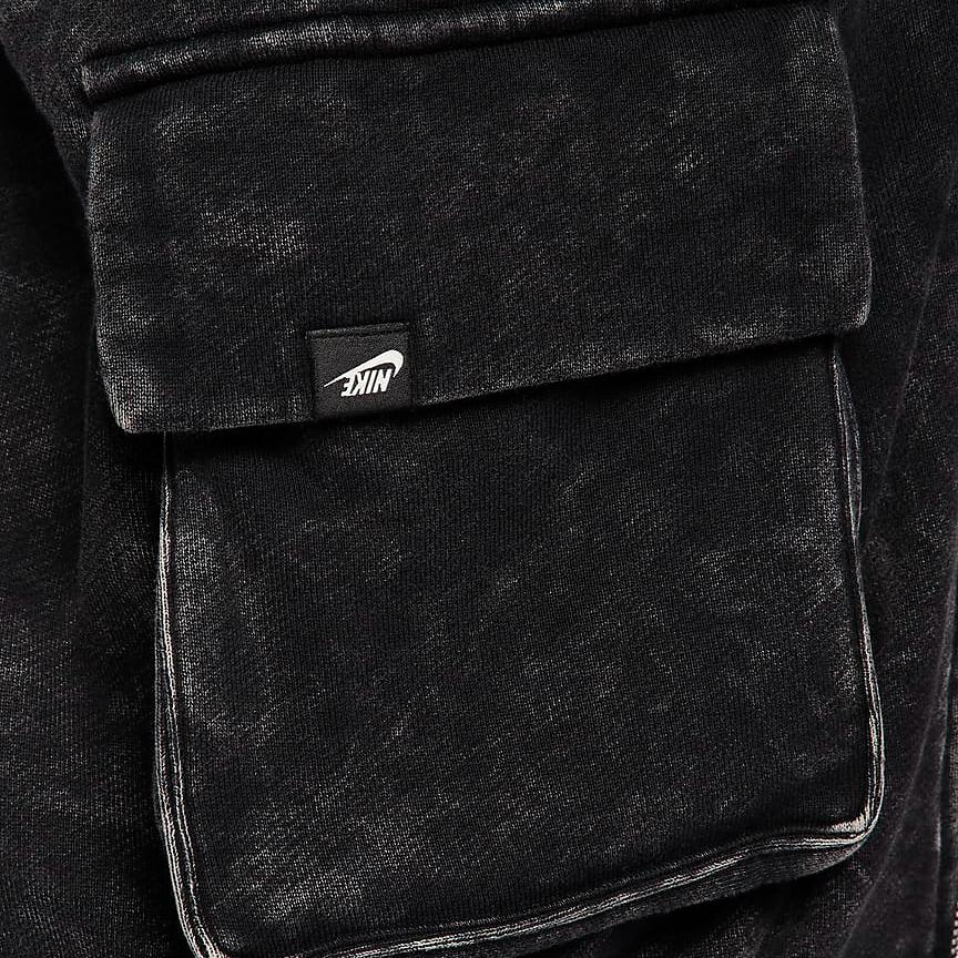 Nike Sportswear Washed Design Letter Logo Full Zip Hooded Jacket Women Jackets Black HQ4750-010