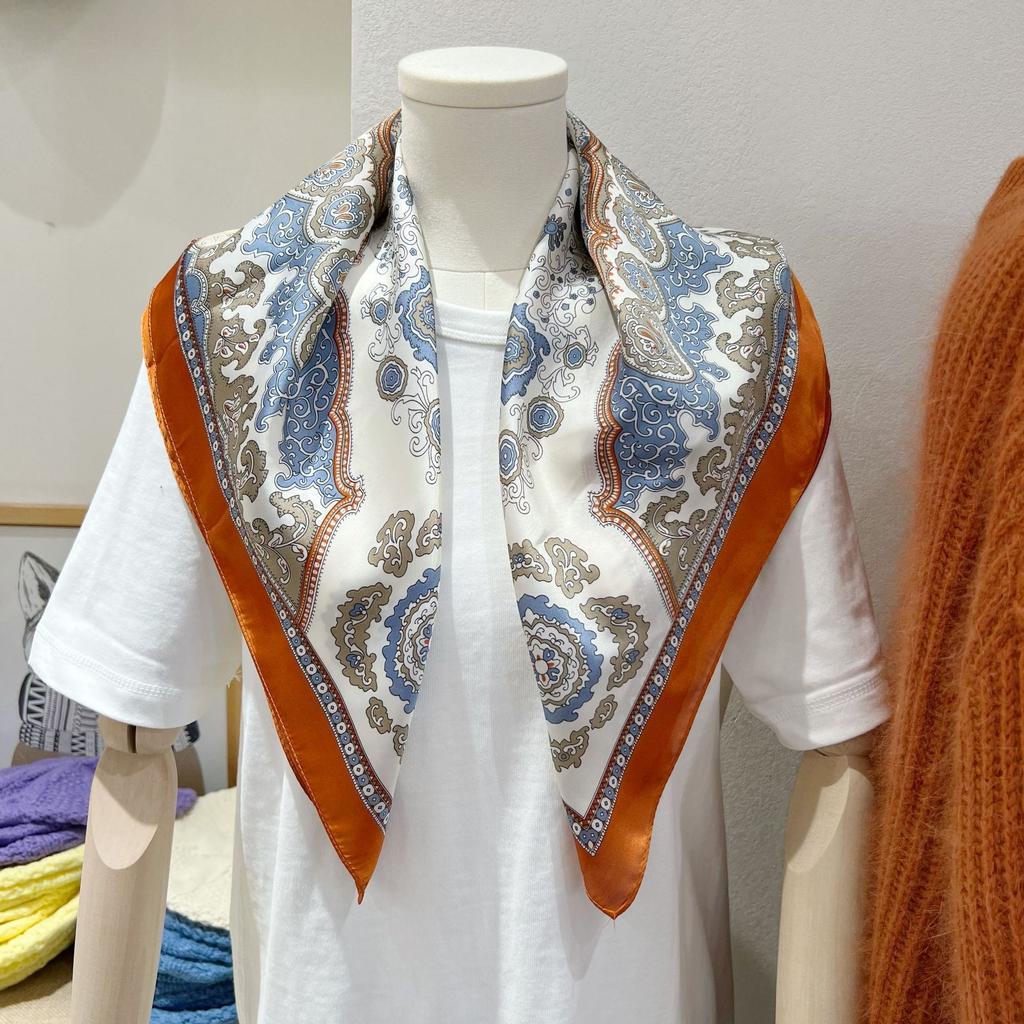 Three-dimensional Letter Printing New Small Square Scarf Accessories Silk Scarf Career Dress Neckerchief Versatile Silk Scarf