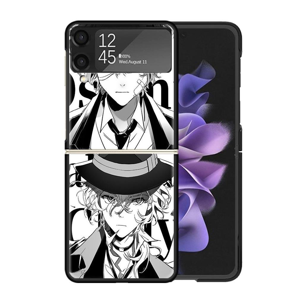Bungo Stray Dogs Двойной Черный Прозрачный Чехол Для Телефона Для Samsung Z Flip 7 6 5 4 3 Galaxy ZFlip7 ZFlip6 ZFlip5 ZFlip4 ZFlip3 5G Печать C